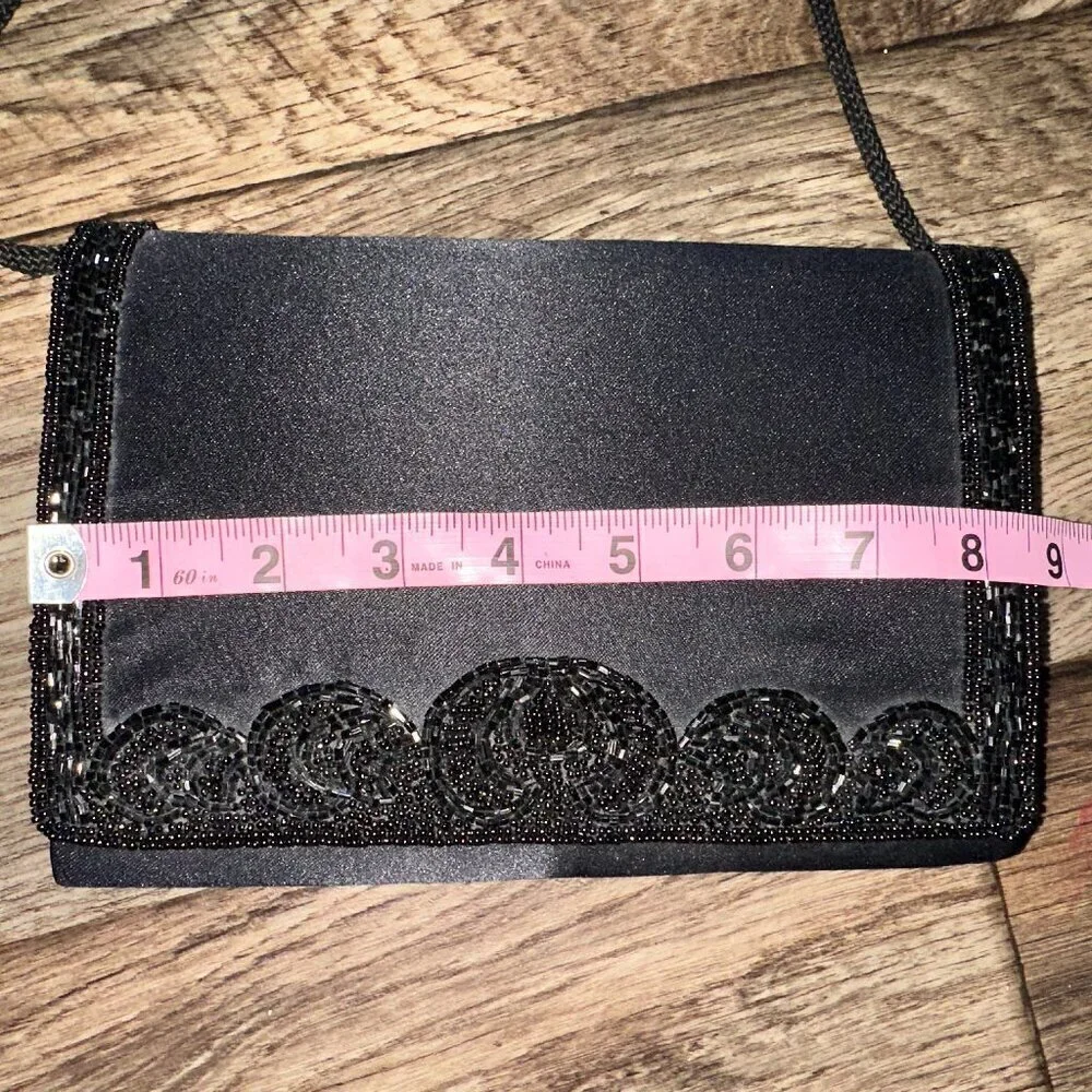 Black Silk Sequin Small Crossbody Bag